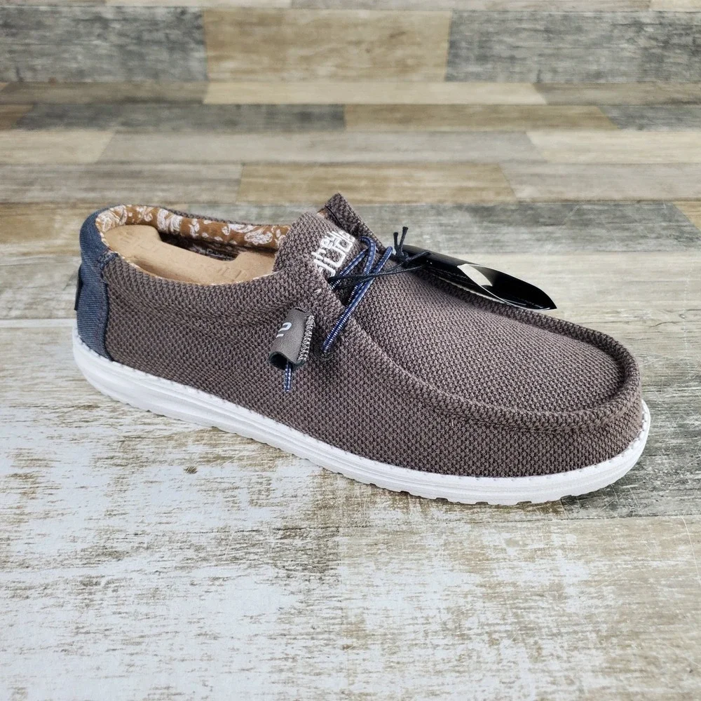 Hey Dude Wally Paisley Shoes Sz 10 Chocolate White Casual Walking Slip On Loafer